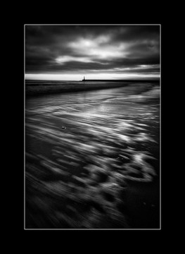 Black and white sunrise Roker Lighthouse Sunderland